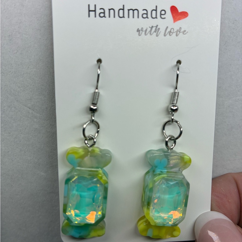 Handmade Iridescent Green Earrings